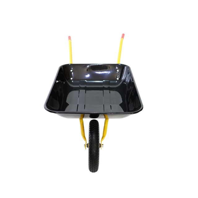 Alt view image 3 of 7 - Steel Tray Wheel Barrow Trolley for Garden 12 Inch Pneumatic Wheel, Yellow Black, ABS and Steel, Garden Carts