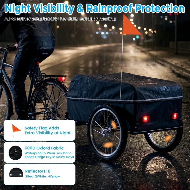Alt view image 7 of 7 - Bike Cargo Trailer Vehicle Designed for Carrying Small Loads That Can Towed Attaching the Rear Bicycle Pulled Manually