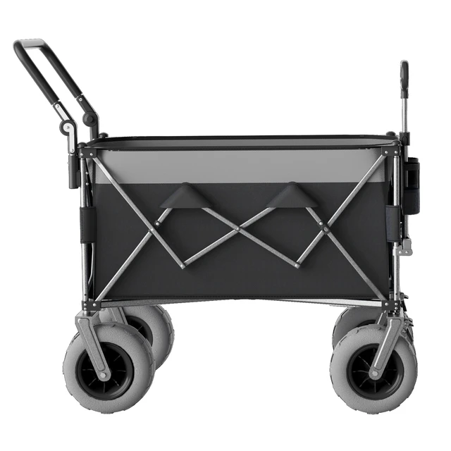 Alt view image 5 of 7 - Functional Push Pull Folding Wagon Cart with Rotating Handle and 9 Beach Tires for Camping and Beach Heavy Duty