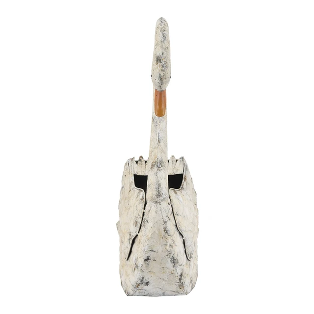 Alt view image 4 of 7 - 19.7 8.5 29.5 Inch Lightweight Swan Planter, Bird Figurine Planter for Flowers Distressed, White, Iron, Garden Pots