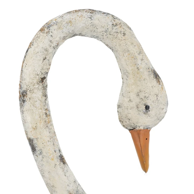 Alt view image 6 of 7 - 19.7 8.5 29.5 Inch Lightweight Swan Planter, Bird Figurine Planter for Flowers Distressed, White, Iron, Garden Pots