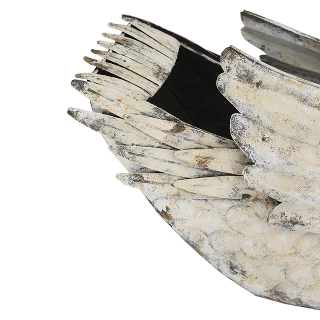 Alt view image 7 of 7 - 19.7 8.5 29.5 Inch Lightweight Swan Planter, Bird Figurine Planter for Flowers Distressed, White, Iron, Garden Pots