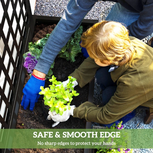 Alt view image 4 of 7 - Galvanized Raised Garden Bed with Trellis, Metal Planter Box with Drainage Holes Outdoor Privacy Screen for Climbing
