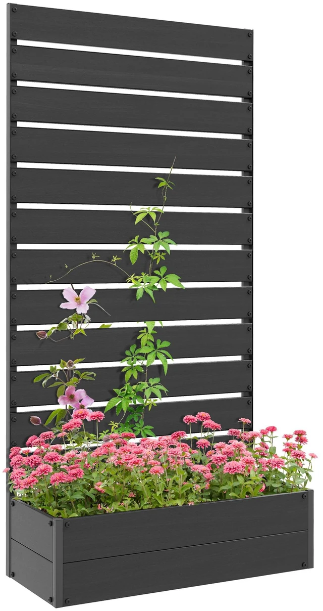 Main image of Raised Garden Bed with Trellis for Climbing Plants, Planter Box with Self Draining Gap Freestanding Trellis Planter