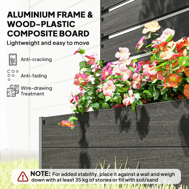 Alt view image 5 of 7 - Raised Garden Bed with Trellis for Climbing Plants, Planter Box with Self Draining Gap Freestanding Trellis Planter