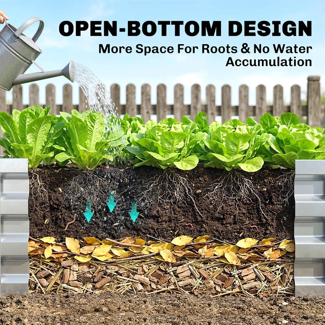 Alt view image 5 of 7 - Galvanized Raised Garden Bed, 4 2 Metal Planter Box for Growing Vegetables Flowers Herbs Succulents, Silver, Steel