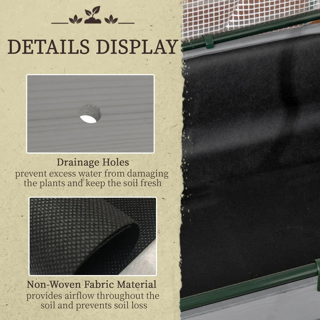 Alt view image 7 of 7 - Raised Garden Bed with Greenhouse Cover Outdoor Elevated Wood Planter Box for Herbs and Vegetables, Use for Patio 48