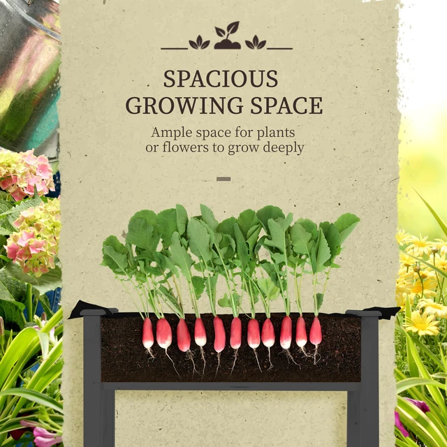 Alt view image 5 of 7 - Raised Garden Bed with Greenhouse Cover Outdoor Elevated Wood Planter Box for Herbs and Vegetables, Use for Patio 48