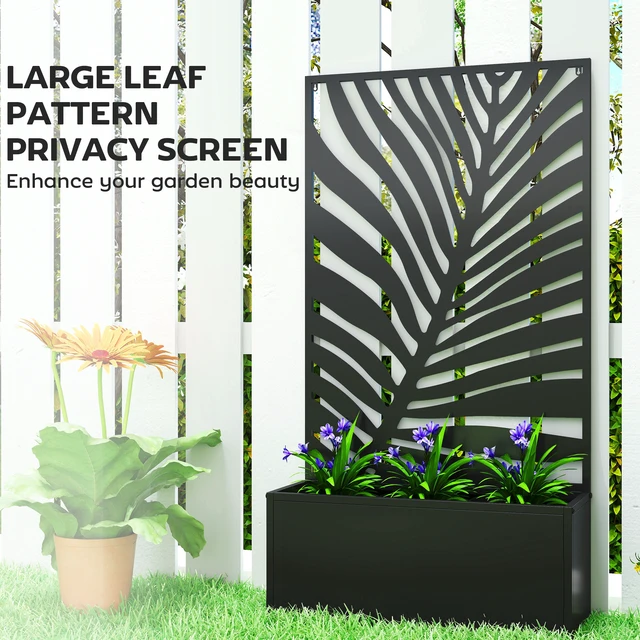 Alt view image 6 of 7 - Metal Raised Garden Bed with Trellis for Climbing Plants, Freestanding Wall Mounted Flower Bed with Privacy Panel Large
