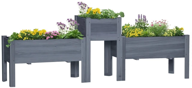 Main image of Raised Garden Bed Set, Wooden Elevated Planter Box with Legs and Bed Liner for and Patio Grow Vegetables Herbs