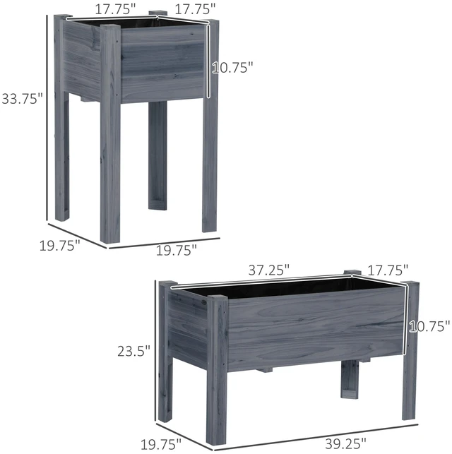 Alt view image 7 of 7 - Raised Garden Bed Set, Wooden Elevated Planter Box with Legs and Bed Liner for and Patio Grow Vegetables Herbs