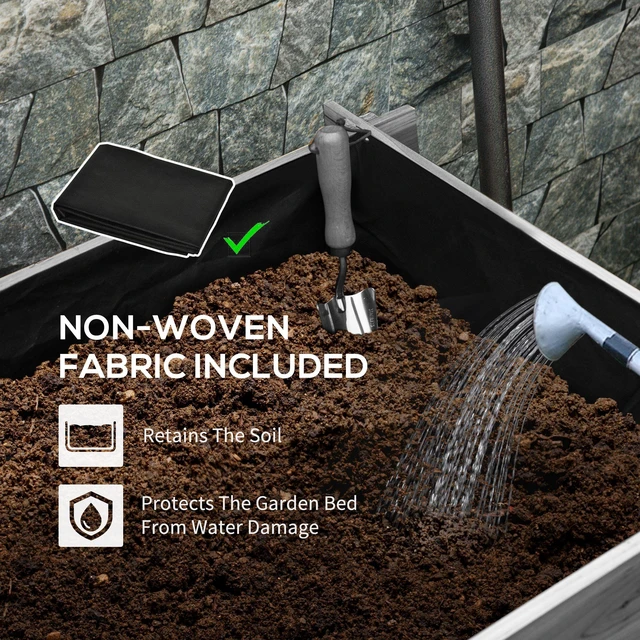 Alt view image 3 of 7 - 3 Tier Raised Garden Bed with 5 Compartments and Bed Liner, Fir Elevated Planter Box for Vegetables Herbs Outdoor