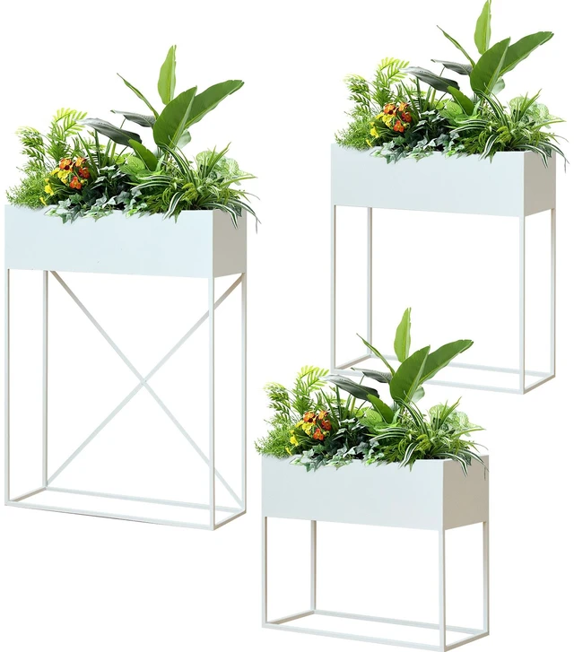 Main image of Pack Pre Assembled Metal Raised Garden Bed Planter Stand with Non Woven Liner, Resistant Coated Elevated Flower Herb