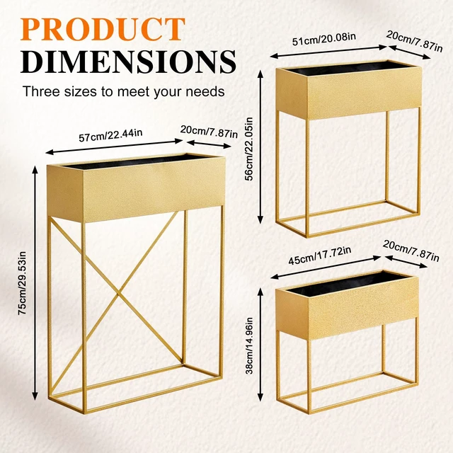 Alt view image 2 of 7 - Pack Pre Assembled Gold Metal Elevated Planter Stand with Non Woven Liner, Resistant Rectangular Raised Herb Flower