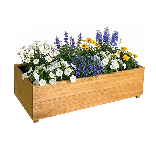 Alt view image 2 of 7 - Solid Fir Raised Garden Bed with Liner, Large Outdoor Planter Box for Vegetables and Herbs Thickened Panels Breathable