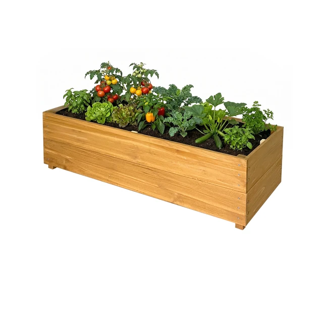 Alt view image 3 of 7 - Solid Fir Raised Garden Bed with Liner, Large Outdoor Planter Box for Vegetables and Herbs Thickened Panels Breathable