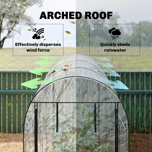 Alt view image 3 of 7 - Walk in Tunnel Greenhouse, 10 3 Hoop Greenhouse with Roll Doors Plant with Galvanized Steel Frame for Garden Patio