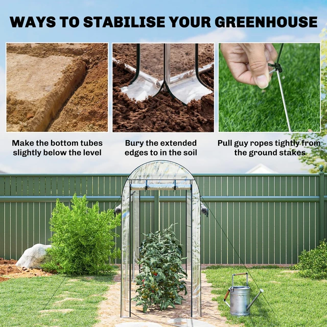 Alt view image 4 of 7 - Walk in Tunnel Greenhouse, 10 3 Hoop Greenhouse with Roll Doors Plant with Galvanized Steel Frame for Garden Patio