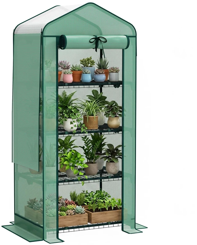 Main image of 4 Tier Mini Greenhouse with Screen Roof, Inchx Portable Small Greenhouse with High Strength Cover Roll Zipper