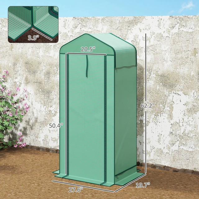 Alt view image 7 of 7 - 4 Tier Mini Greenhouse with Screen Roof, Inchx Portable Small Greenhouse with High Strength Cover Roll Zipper