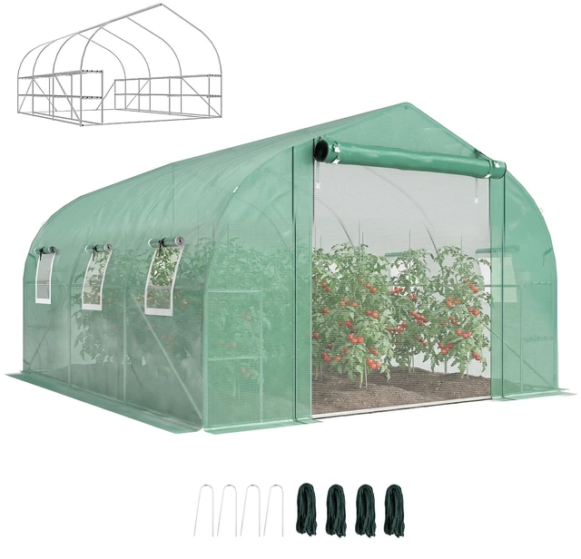 Main image of 10 11 Walk in Tunnel Greenhouse with Shelves, Mesh Door and Windows Plant with Cover Outdoor for Patio Lawn Garden