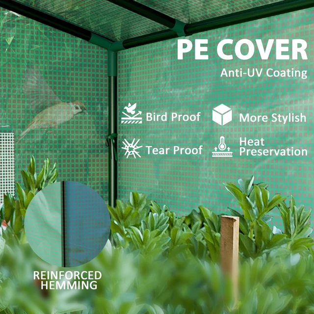 Alt view image 5 of 7 - 6.6 2.5 Lean Small Greenhouse, Portable Greenhouse with Resistant Cover Walk in with Roll Door and Mesh Windows