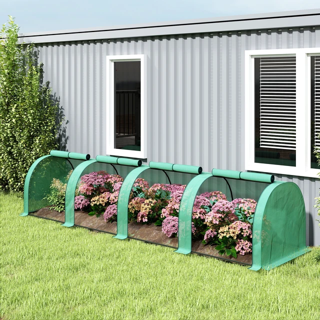 Alt view image 2 of 7 - 13 3 Mini Greenhouse, Portable Tunnel with Roll Zippered Doors Waterproof Cover Steel Frame, Grey Green, Steel