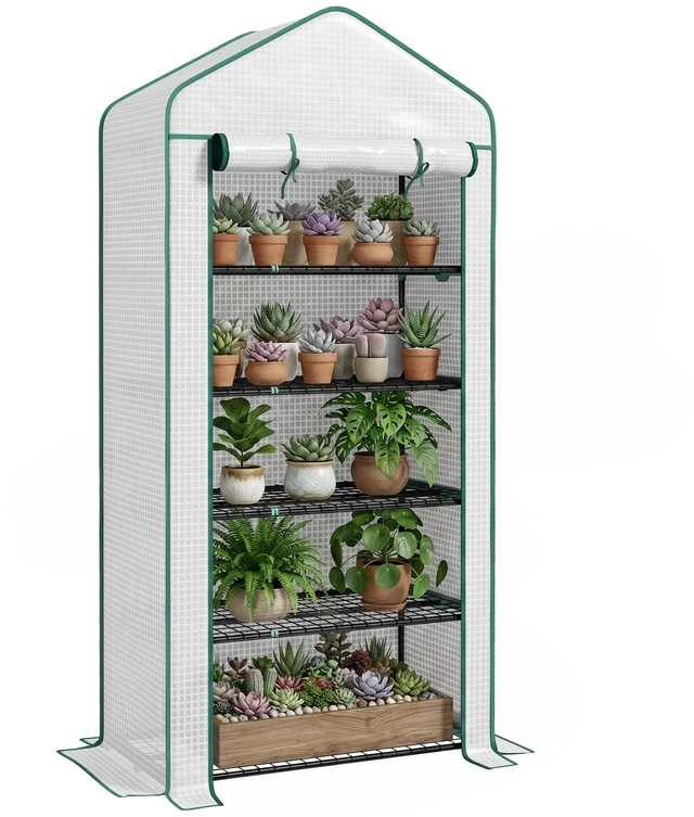 Main image of 5 Tier Mini Greenhouse, Inchx 19.3 Inch Small Portable Greenhouse with Reinforced Cover Roll Zippered Door