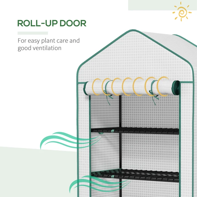 Alt view image 3 of 7 - 5 Tier Mini Greenhouse, Inchx 19.3 Inch Small Portable Greenhouse with Reinforced Cover Roll Zippered Door