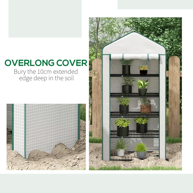 Alt view image 2 of 7 - 5 Tier Mini Greenhouse, Inchx 19.3 Inch Small Portable Greenhouse with Reinforced Cover Roll Zippered Door