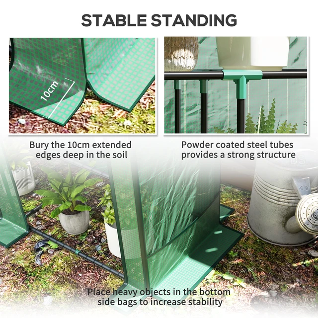 Alt view image 3 of 7 - Lean Greenhouse with 3 Tier Shelves, Inchx 59.8 Inch Portable Small Greenhouse with Cover Roll Zippered Doors