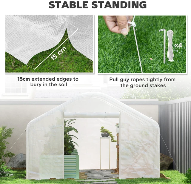 Alt view image 3 of 7 - 13 10 Hoop Greenhouse with Large Windows and Zippered Door, Large Walk in Tunnel with Upgraded Galvanized Steel