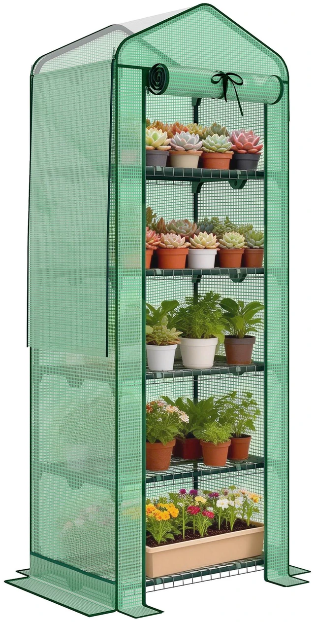 Main image of 5 Tier Mini Greenhouse with Screen Roof, Inchx Portable Small Greenhouse with High Strength Cover Roll Zipper