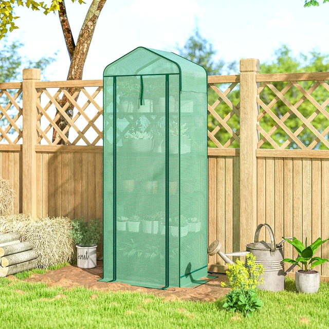 Alt view image 2 of 7 - 5 Tier Mini Greenhouse with Screen Roof, Inchx Portable Small Greenhouse with High Strength Cover Roll Zipper