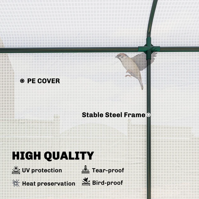 Alt view image 6 of 7 - 5 4 Outdoor Lean Greenhouse, Walk in Plant with Roll Window Cover, White, Steel