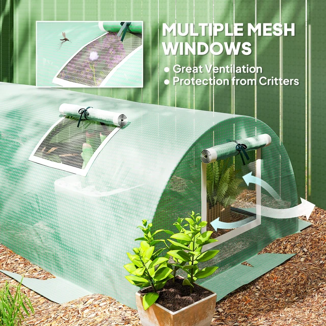 Alt view image 7 of 7 - 10 3 Mini Greenhouse with Mesh Windows, Portable Plant with Cover Steel Frame for Garden, Grey Green, Steel
