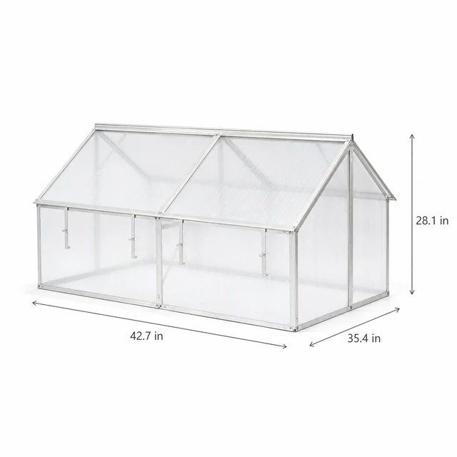 Alt view image 3 of 7 - Aluminum Frame Mini Greenhouse with Polycarbonate Panels, Portable Walk in Cold Frame Plant Shelter Outdoor Insulated