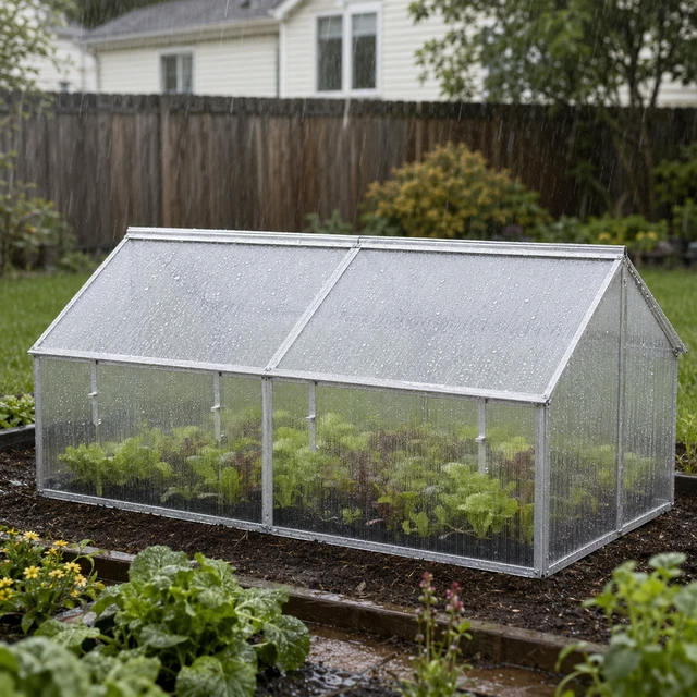 Alt view image 7 of 7 - Aluminum Frame Mini Greenhouse with Polycarbonate Panels, Portable Walk in Cold Frame Plant Shelter Outdoor Insulated