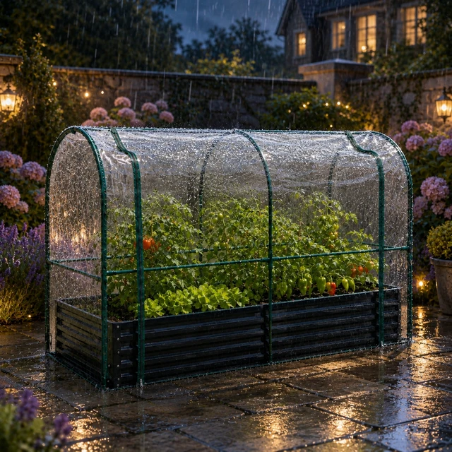 Alt view image 5 of 7 - Raised Garden Bed with PVC Mini Greenhouse Cover, 70.87×35.43 Inch Galvanized Metal Planter Box with Plant Protection