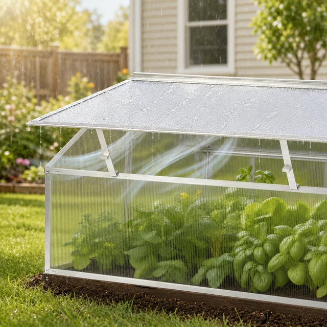 Alt view image 6 of 7 - Aluminum Frame Mini Greenhouse with Polycarbonate Panels, Portable Walk in Cold Frame Plant Shelter Outdoor Insulated