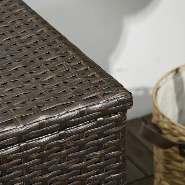 Alt view image 3 of 7 - 113 Gallon Deck Box, Rattan Outdoor Storage Box Waterproof Storage Container for Indoor Patio Furniture Cushions Pool