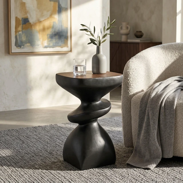 Main image of Abstract Tiered Side Table, Sculptural Irregular Accent End Table Pre Assembled Non Capacity Indoor and Outdoor Art