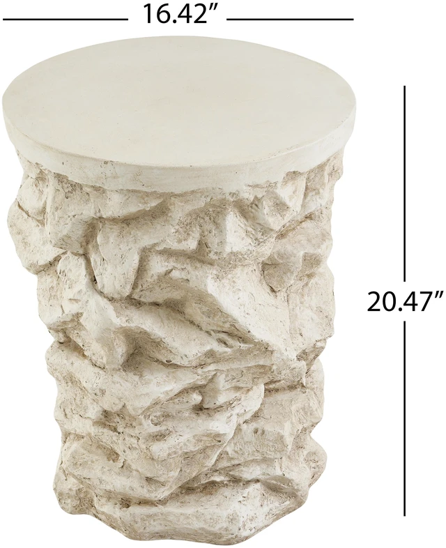 Alt view image 2 of 7 - Round Faux Stacked Side Table, Pre Assembled Non Accent End Table Weight Capacity Indoor and Outdoor Stool for Patio