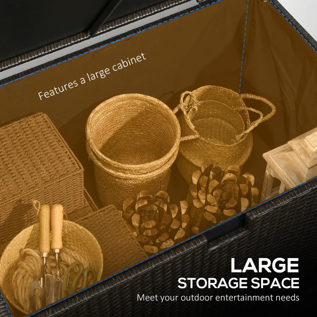 Alt view image 6 of 7 - 113 Gallon Deck Box, Rattan Outdoor Storage Box Waterproof Storage Container for Indoor Patio Furniture Cushions Pool