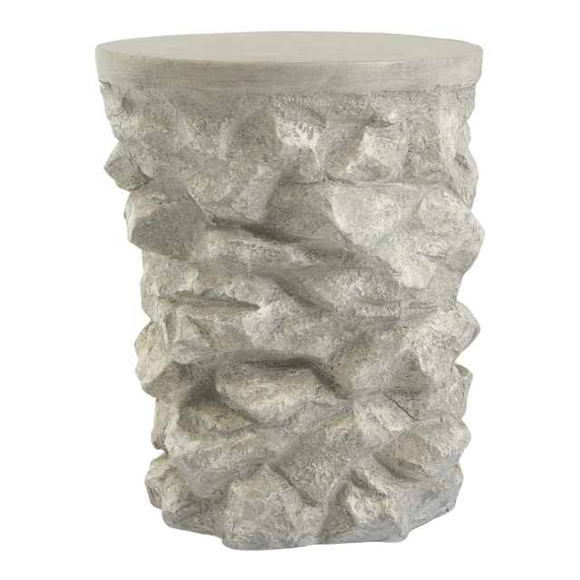 Alt view image 6 of 7 - Round Faux Stacked Side Table, Pre Assembled Non Accent End Table Weight Capacity Indoor and Outdoor Stool for Patio