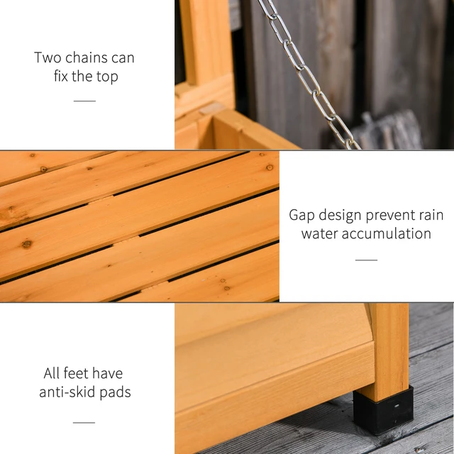 Alt view image 5 of 7 - 75 Gallon Wooden Deck Box, Outdoor Storage Container with Aerating Gap and Weather Fighting Finish, Yellow, Wood