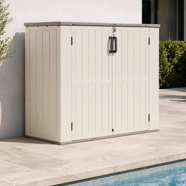 Main image of Inchx 47.24 Inch Large Outdoor Storage Box, Weatherproof Resin Deck Box with Gas Spring Lid Waterproof