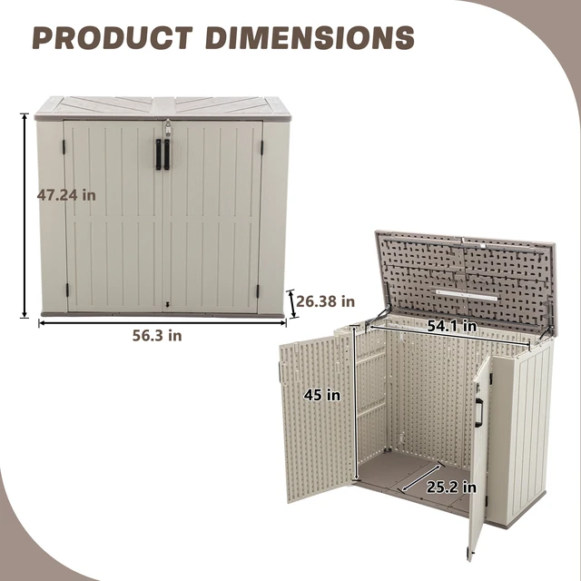 Alt view image 2 of 7 - Inchx 47.24 Inch Large Outdoor Storage Box, Weatherproof Resin Deck Box with Gas Spring Lid Waterproof