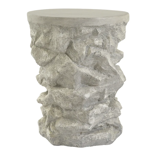 Alt view image 7 of 7 - Round Faux Stacked Side Table, Pre Assembled Non Accent End Table Weight Capacity Indoor and Outdoor Stool for Patio