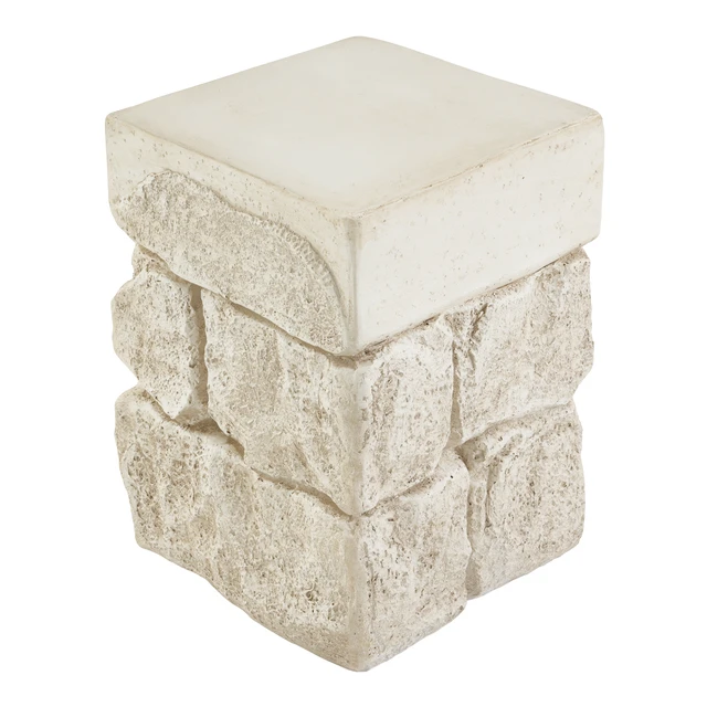 Alt view image 4 of 7 - Faux Stacked Side Table, Square Top Accent End Table Pre Assembled Non Weight Capacity Indoor Outdoor Stool for Patio